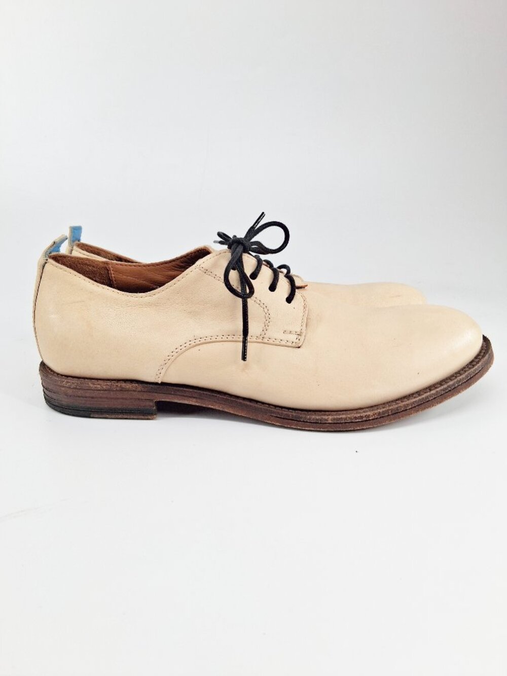 MOMA Cream Leather Derby Shoes Handmade Italy Leather Sole Lace Up SZ 37.5/7.5 - Picture 6 of 10